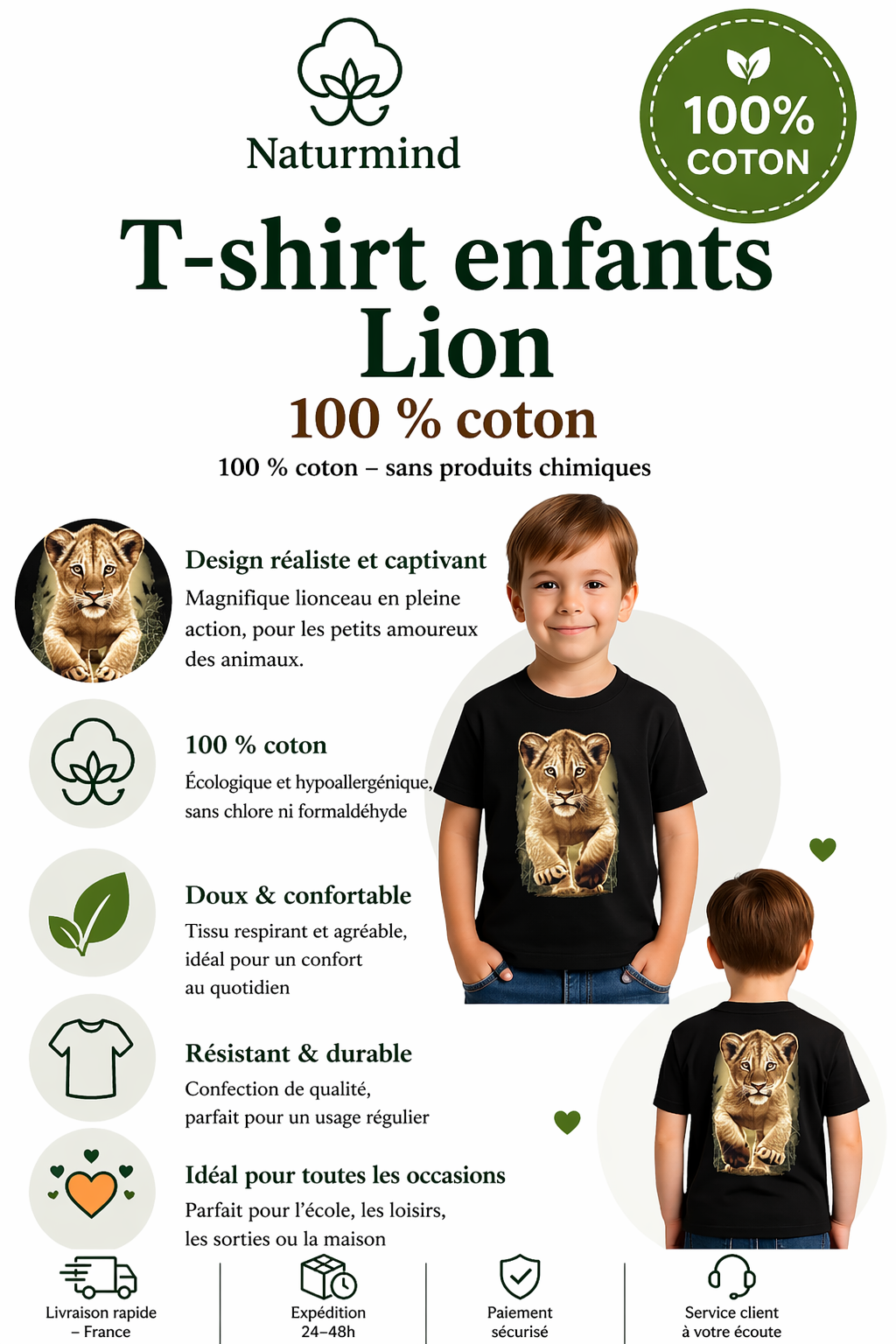Camiseta infantil de león