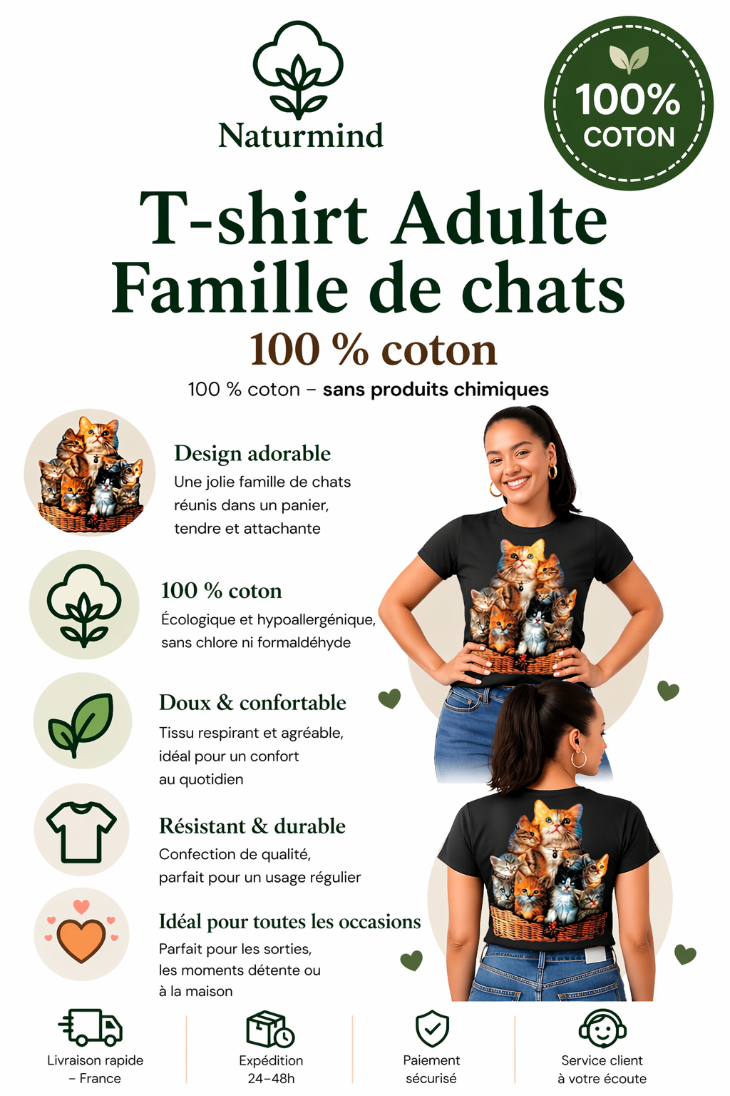 Camiseta de familia de gatos adultos