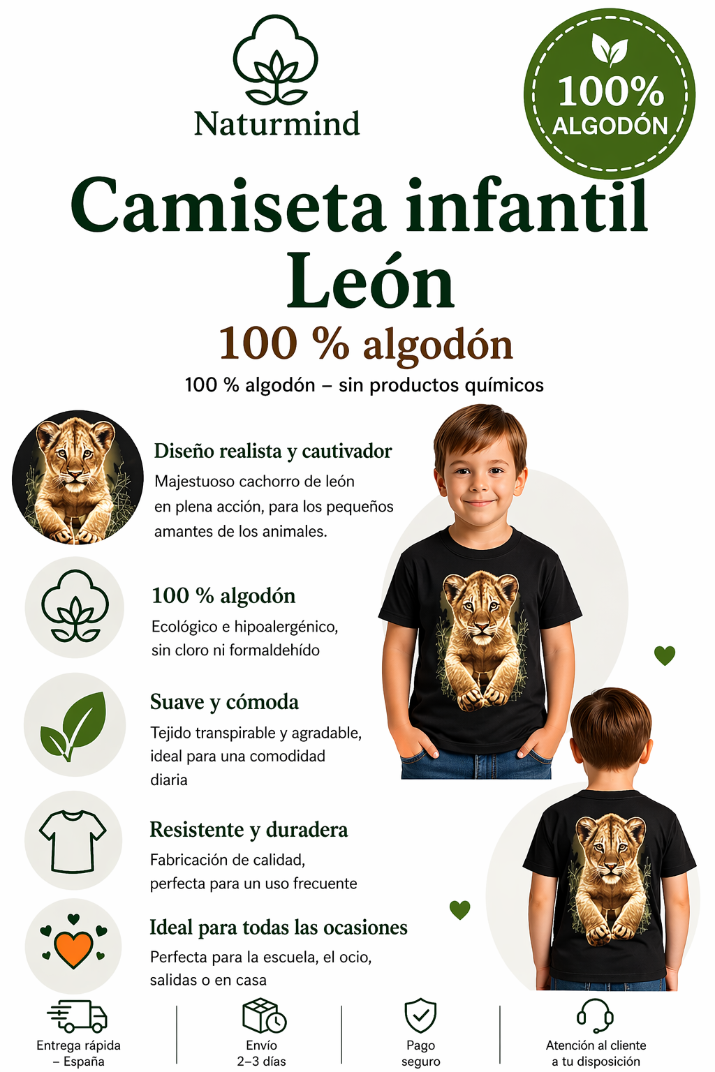 Camiseta infantil de león