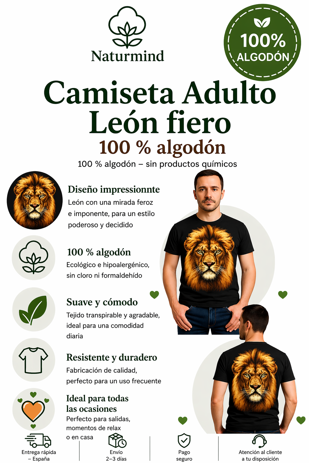 Camiseta de adulto de león enojado