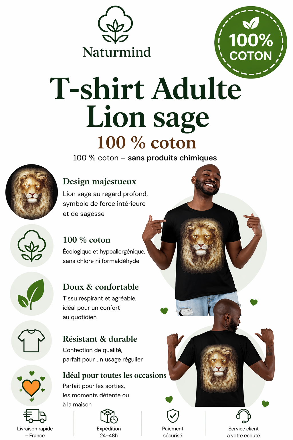 Camiseta de león sabio para adultos