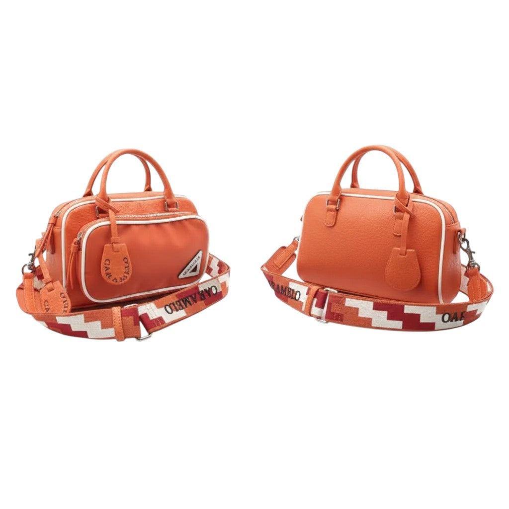 bolso de cuero naranja