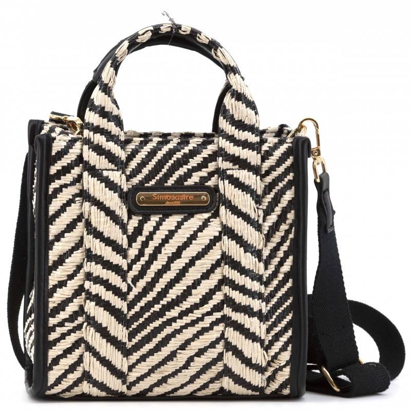 Bolso de mimbre con rayas de cebra