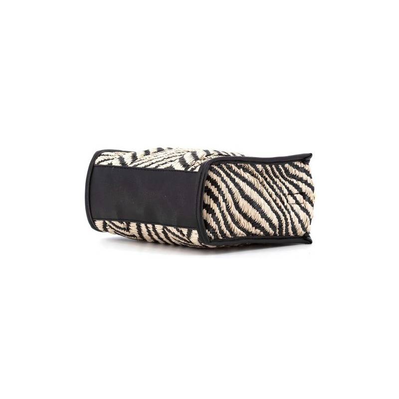Bolso de mimbre con rayas de cebra