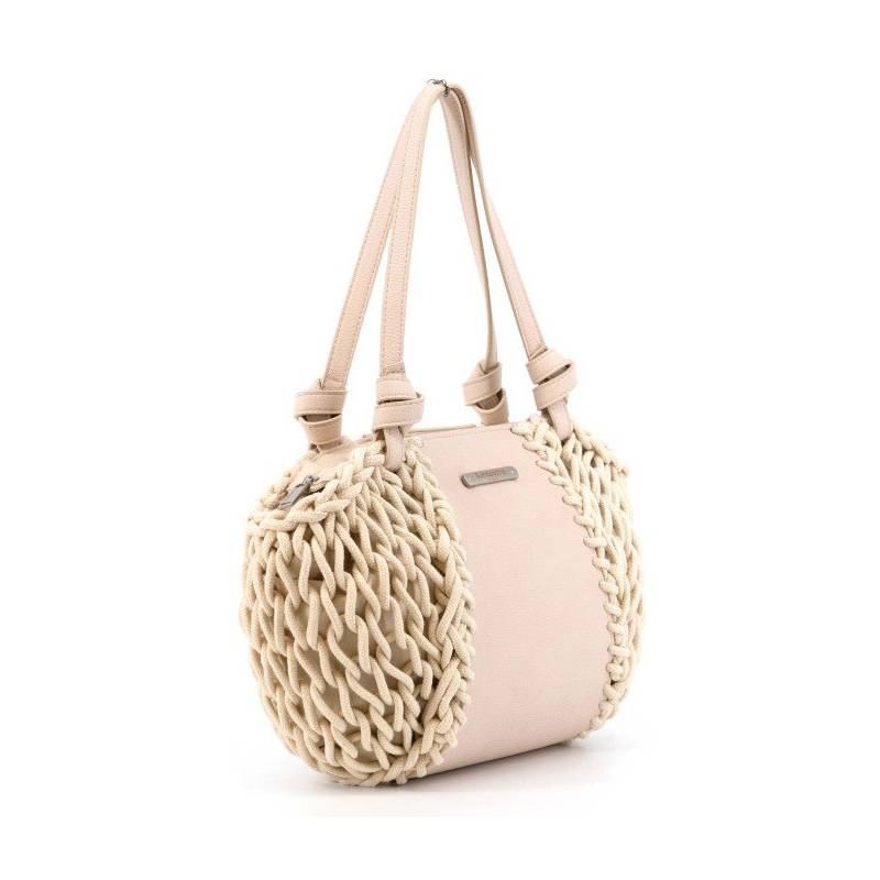 Bolso de mano de cuerda beige