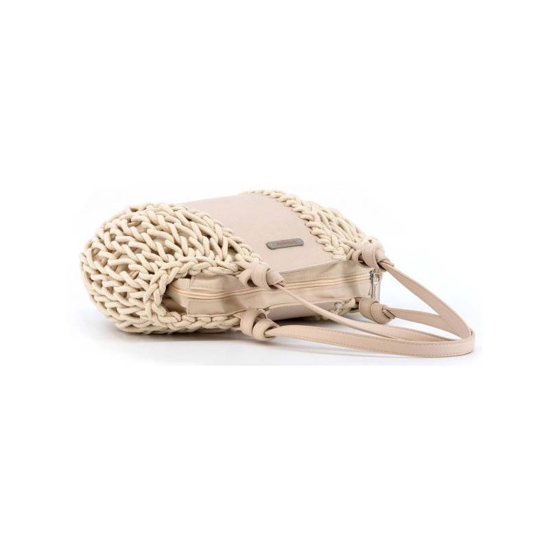 Bolso de mano de cuerda beige