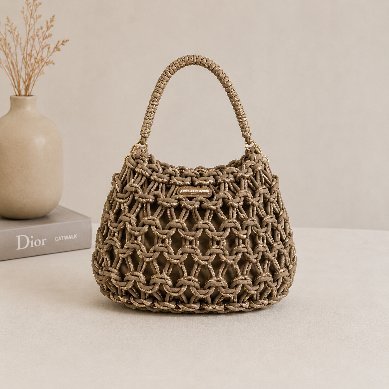Bolso de mano de cuerda brillante