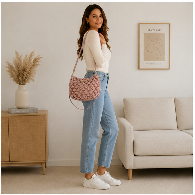 Bolso alargado cuerdas Rosa