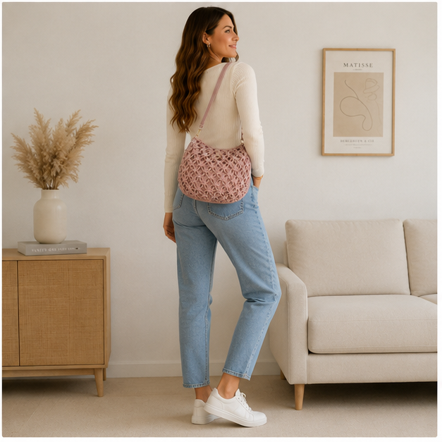 Bolso alargado cuerdas Rosa