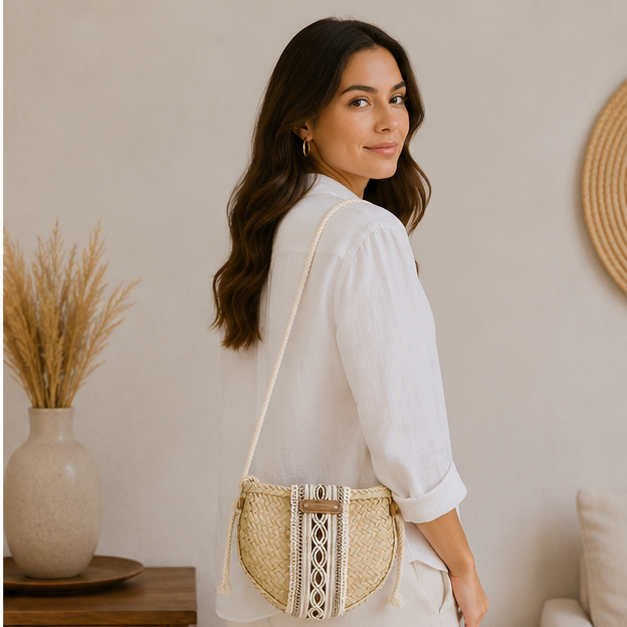 Bolso de mimbre de bambú