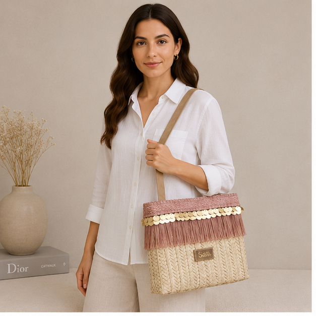 Bolso cuadrado de mimbre