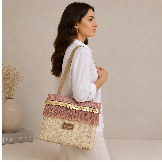 Bolso cuadrado de mimbre
