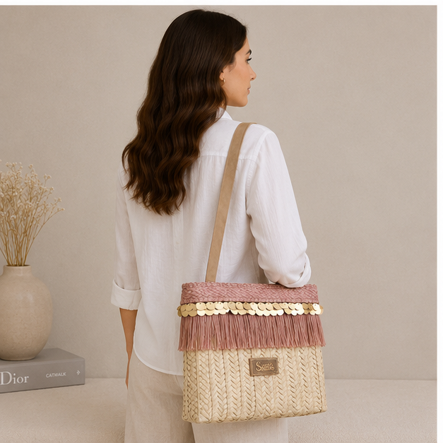 Bolso cuadrado de mimbre