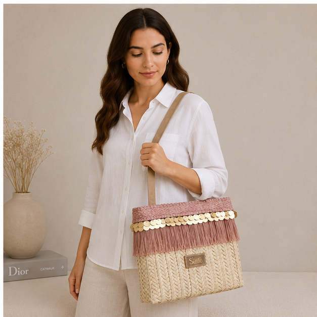 Bolso cuadrado de mimbre
