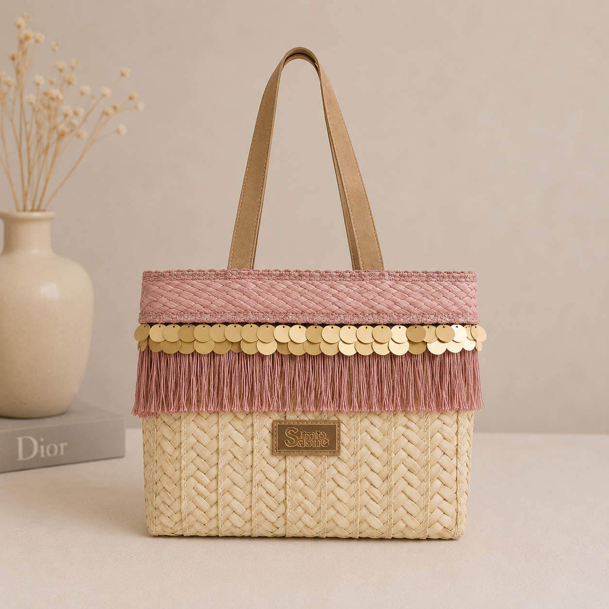 Bolso cuadrado de mimbre