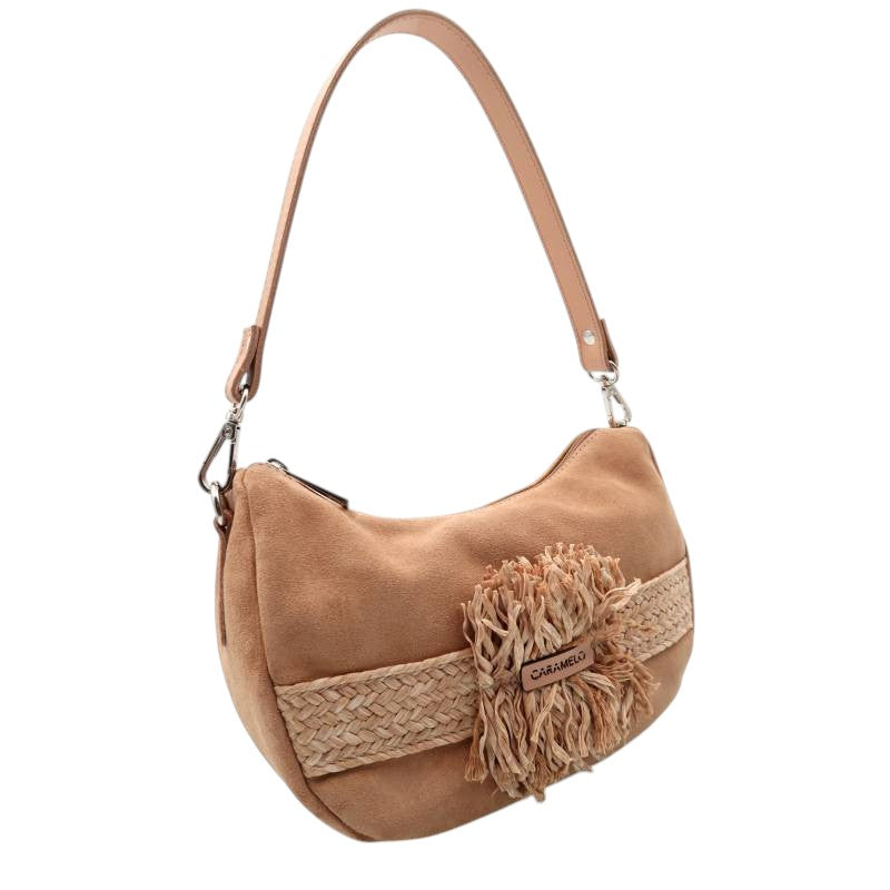 Bolso de hombro color camello