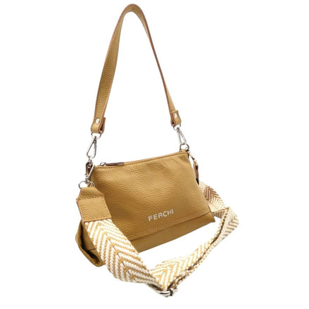 Bolso de mano de piel color mostaza