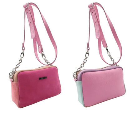 Bolso pequeño de piel rosa fucsia