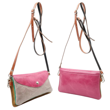 Bolso de hombro de piel bicolor