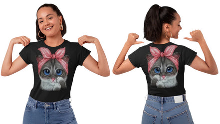 Camiseta de adulto con lazo de gato rosa