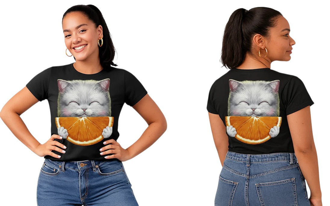 Camiseta de gato adulto con naranja