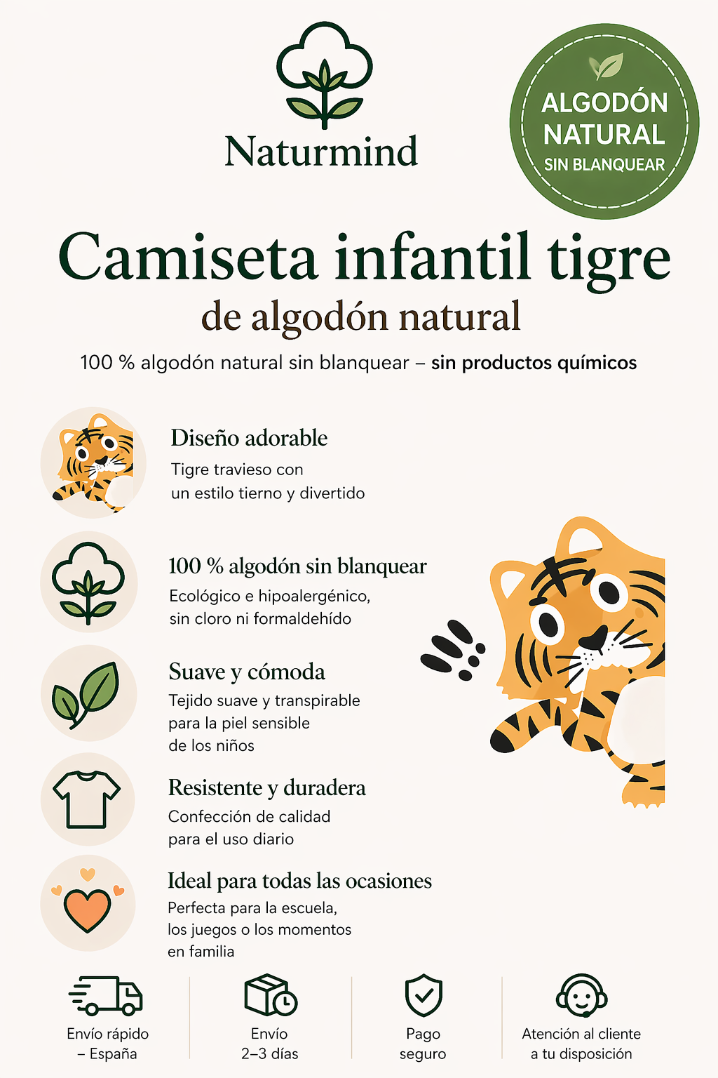Camiseta Infantil Tigre
