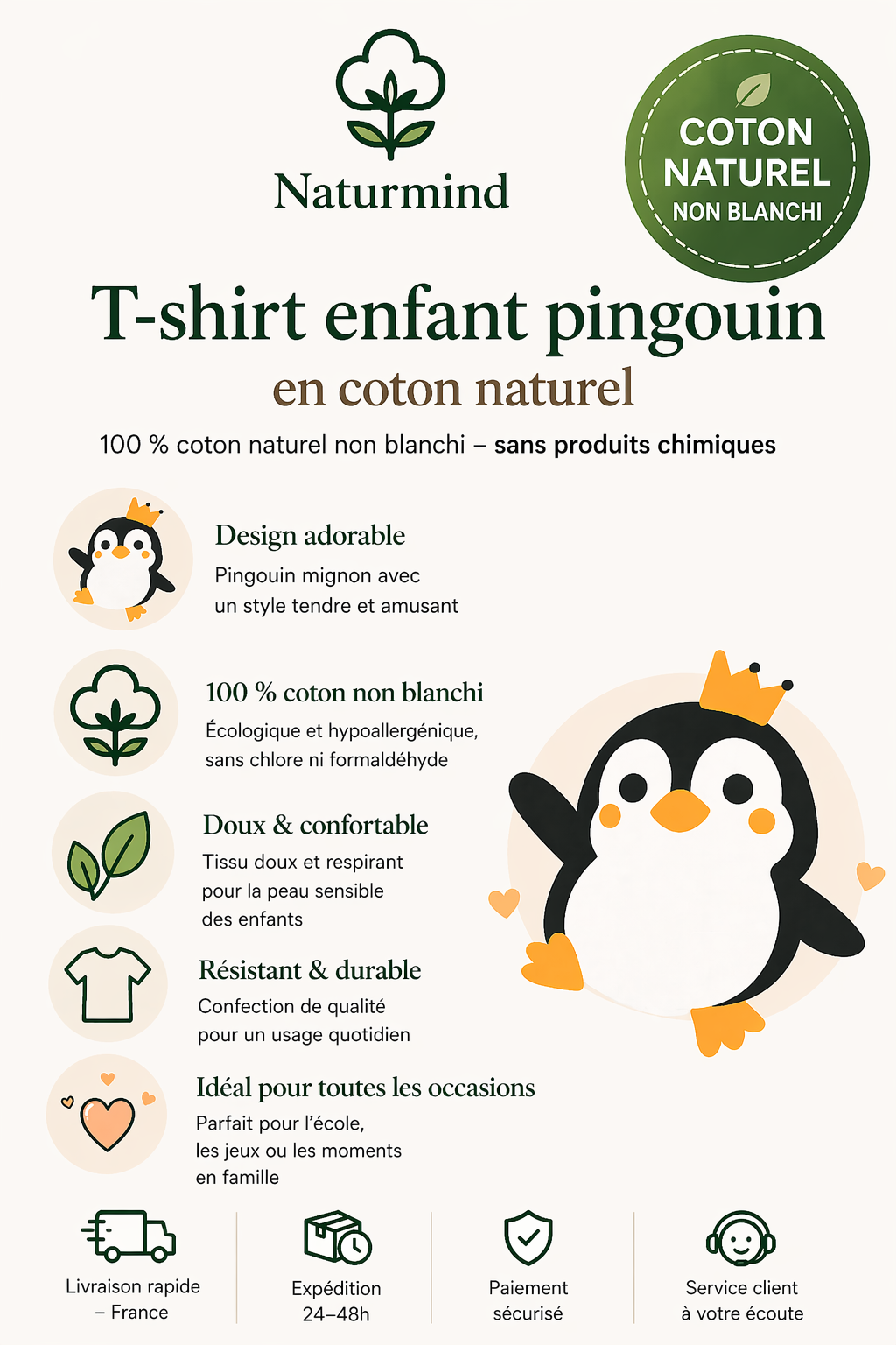 Camiseta Pingüino Niños
