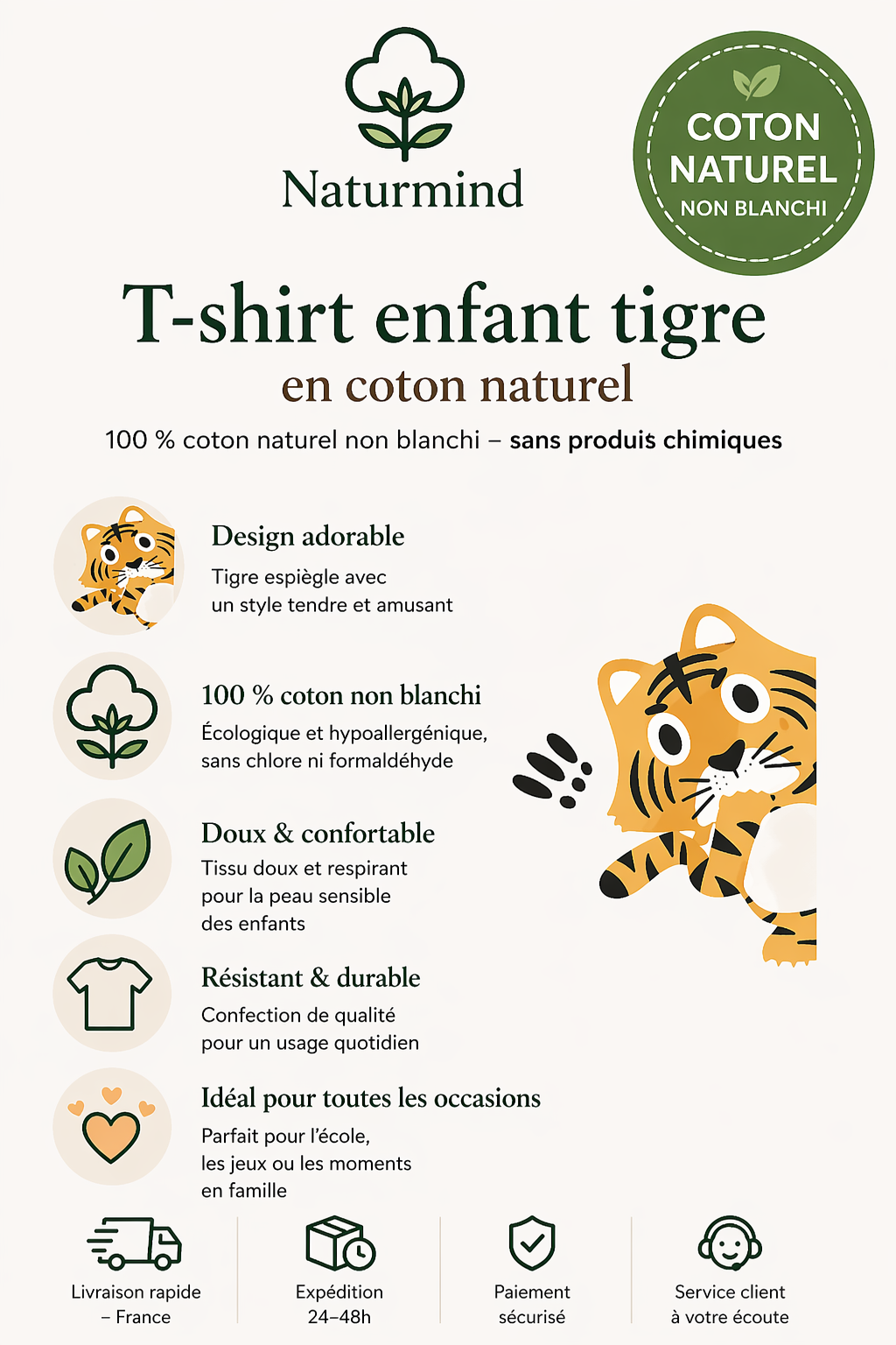 Camiseta Infantil Tigre