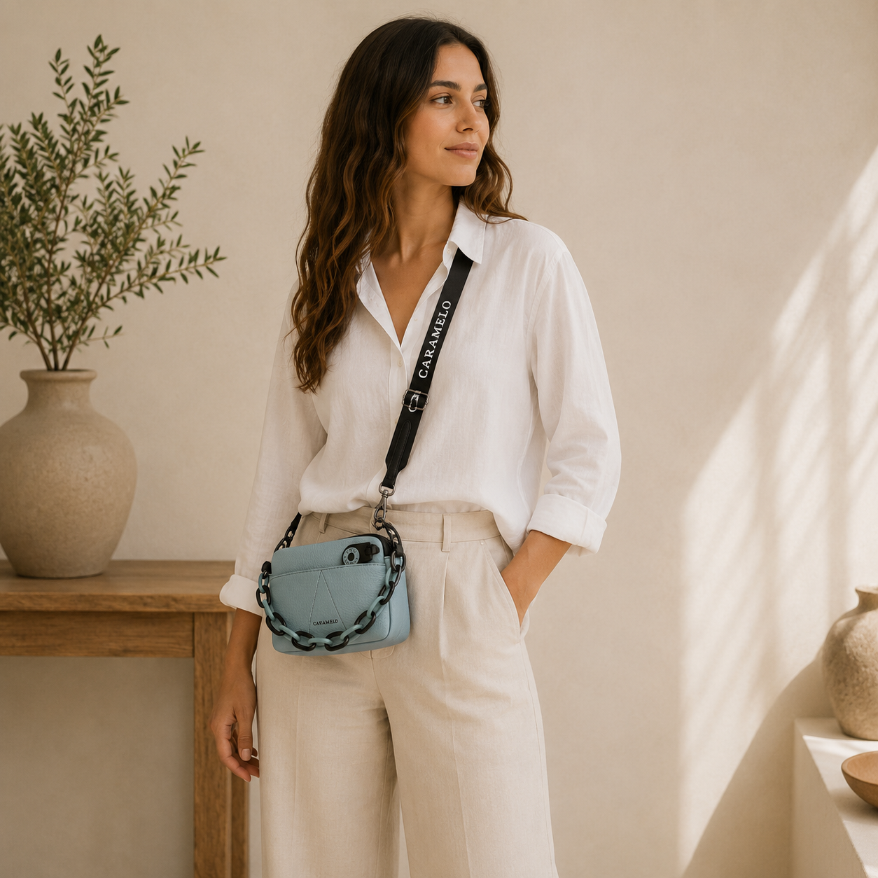 bolso de cuero verde