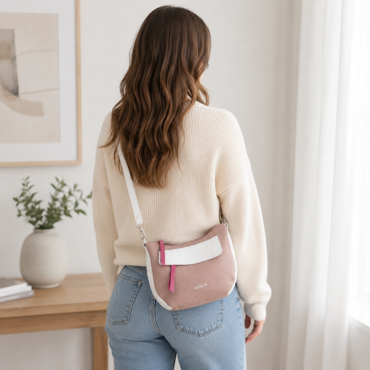 Bolso de piel tricolor