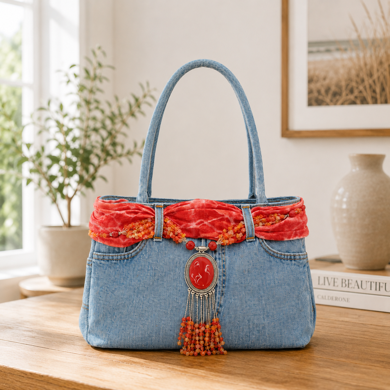 Bolso de mezclilla rojo