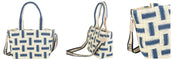 Bolso de hombro azul y natural