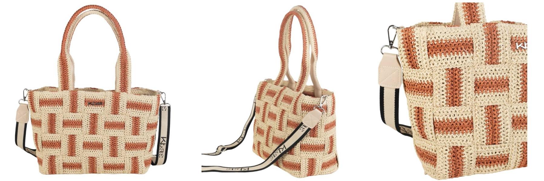 Bolso de hombro beige y natural