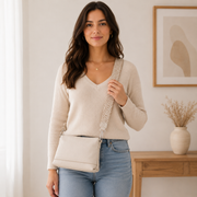 Bolso de piel beige