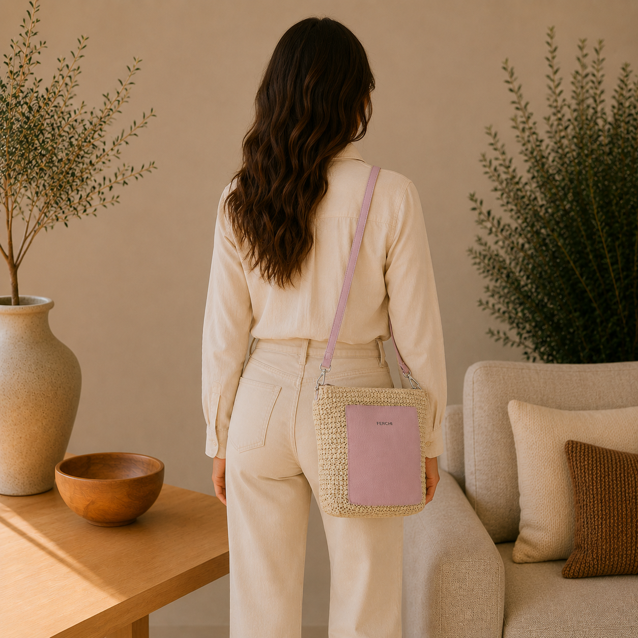Bolso bicolor lila