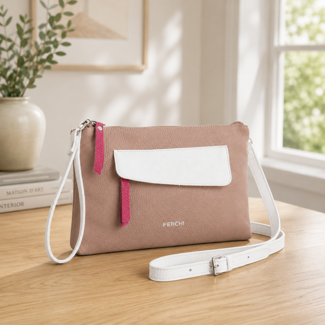 Bolso de piel tricolor