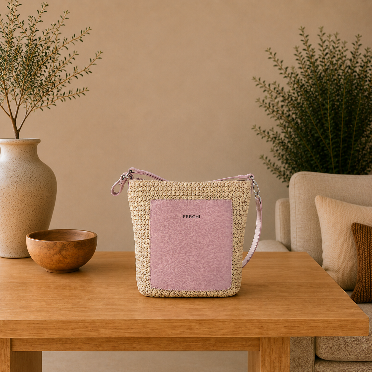 Bolso bicolor lila