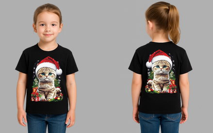 Camiseta infantil de gato navideño