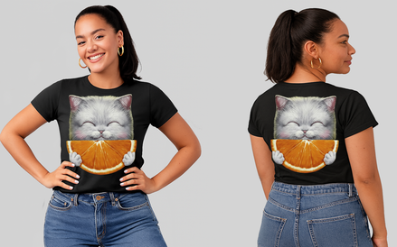 Camiseta de gato adulto con naranja