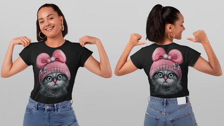 Camiseta azul con lazo de gato para adulto 