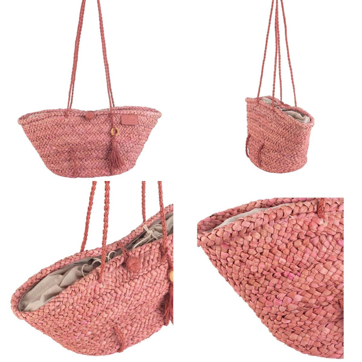bolso de mimbre rosa