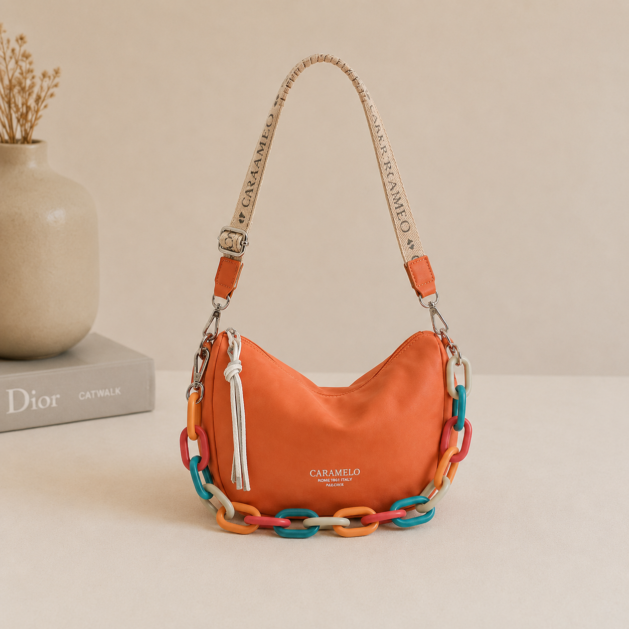 bolso de hombro naranja