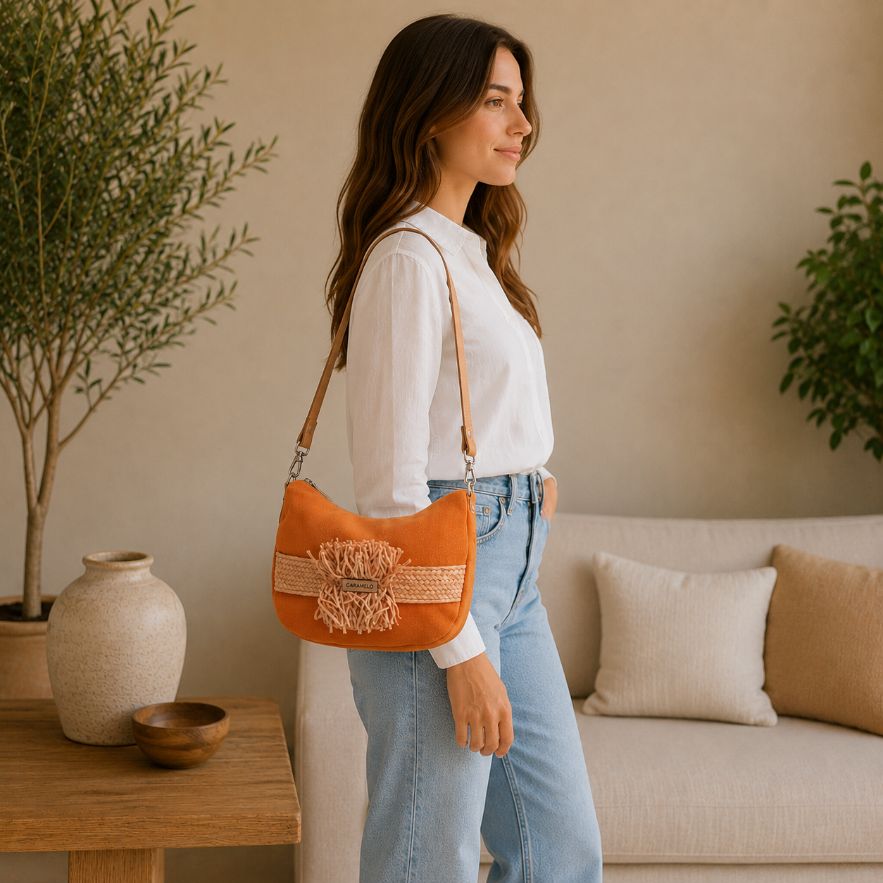 Bolso de hombro naranja