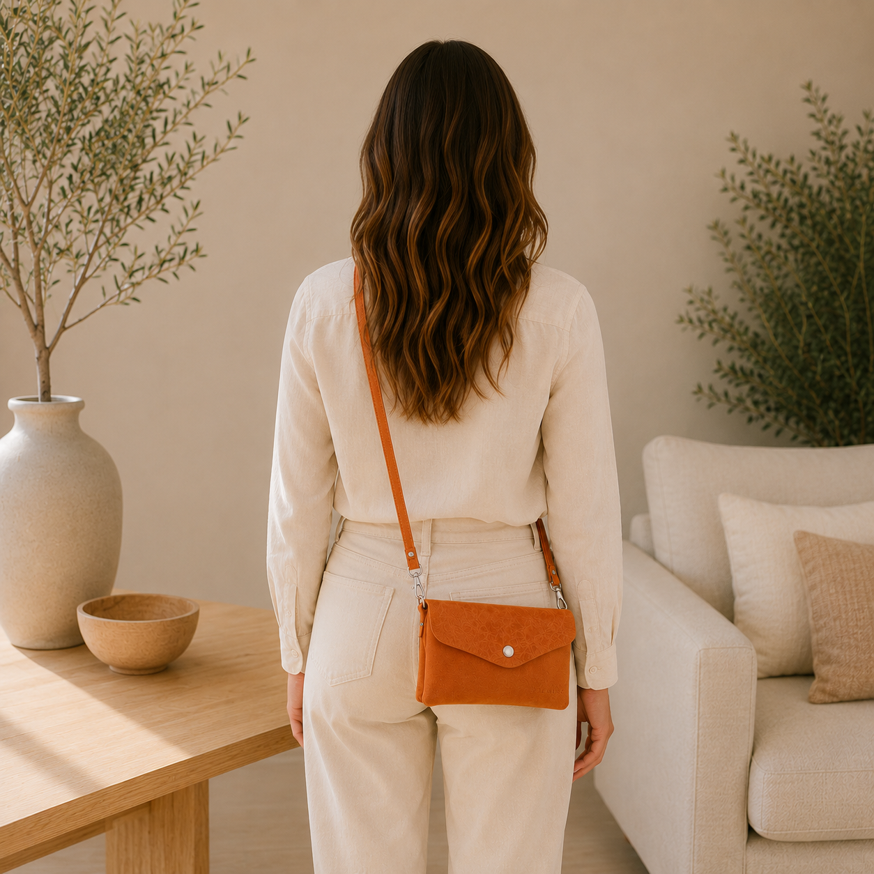 Bolso de piel naranja