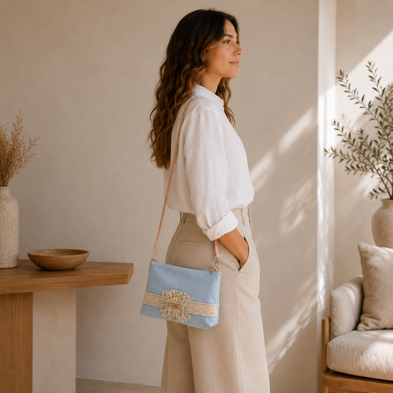bolso azul cielo