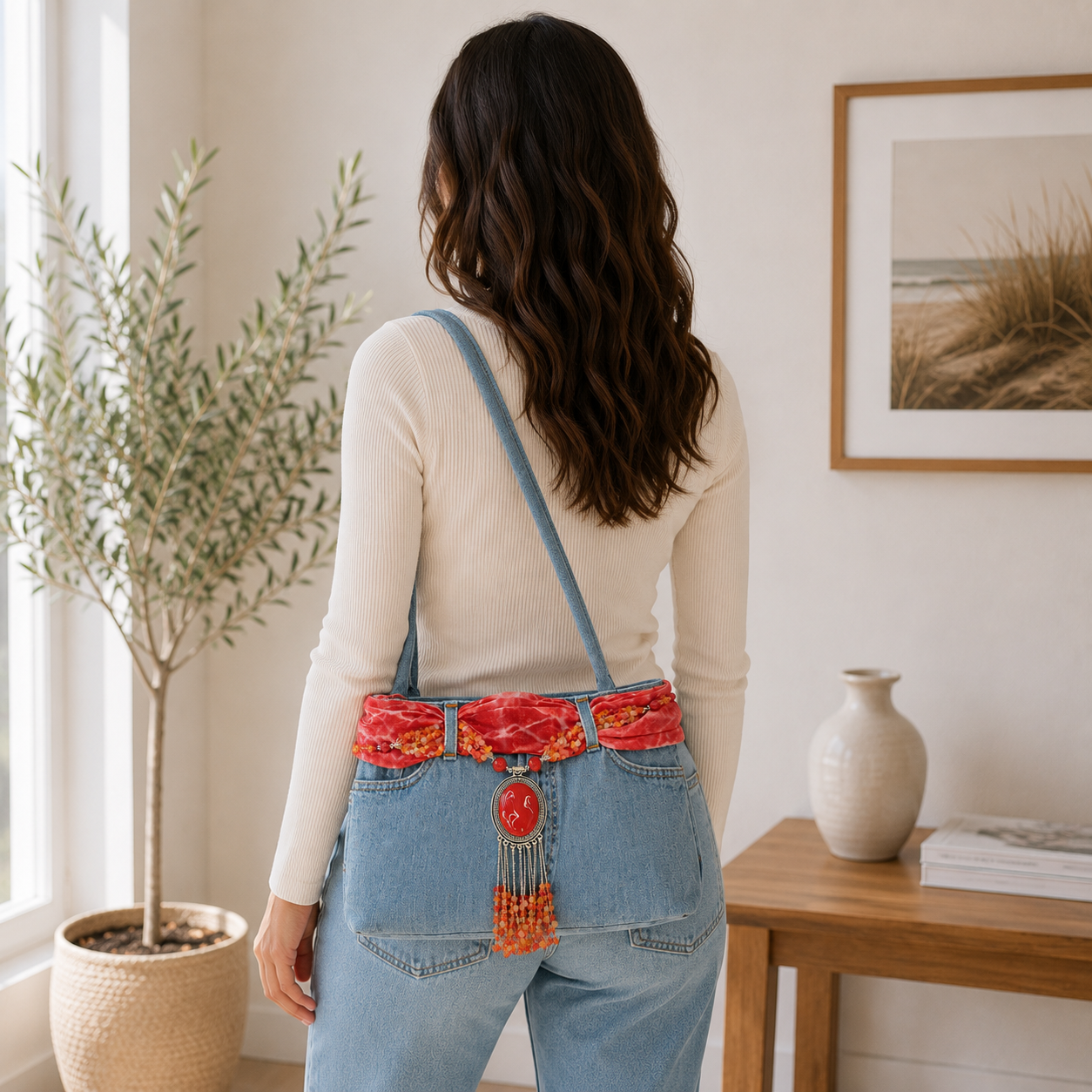 Bolso de mezclilla rojo