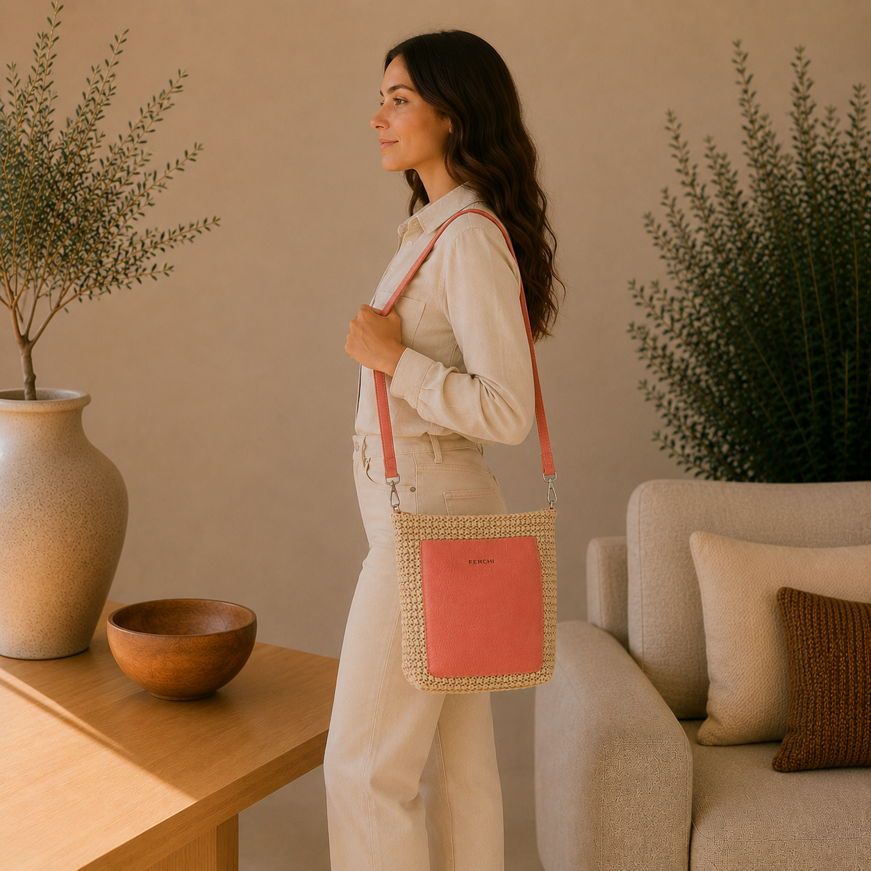 Bolso bimaterial "Coral"