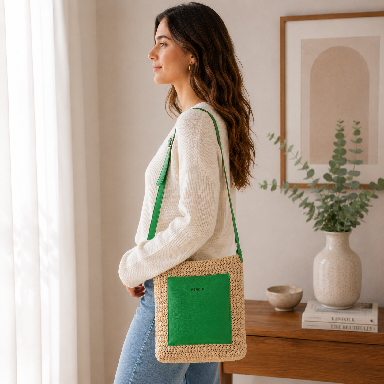 Bolso verde bicolor