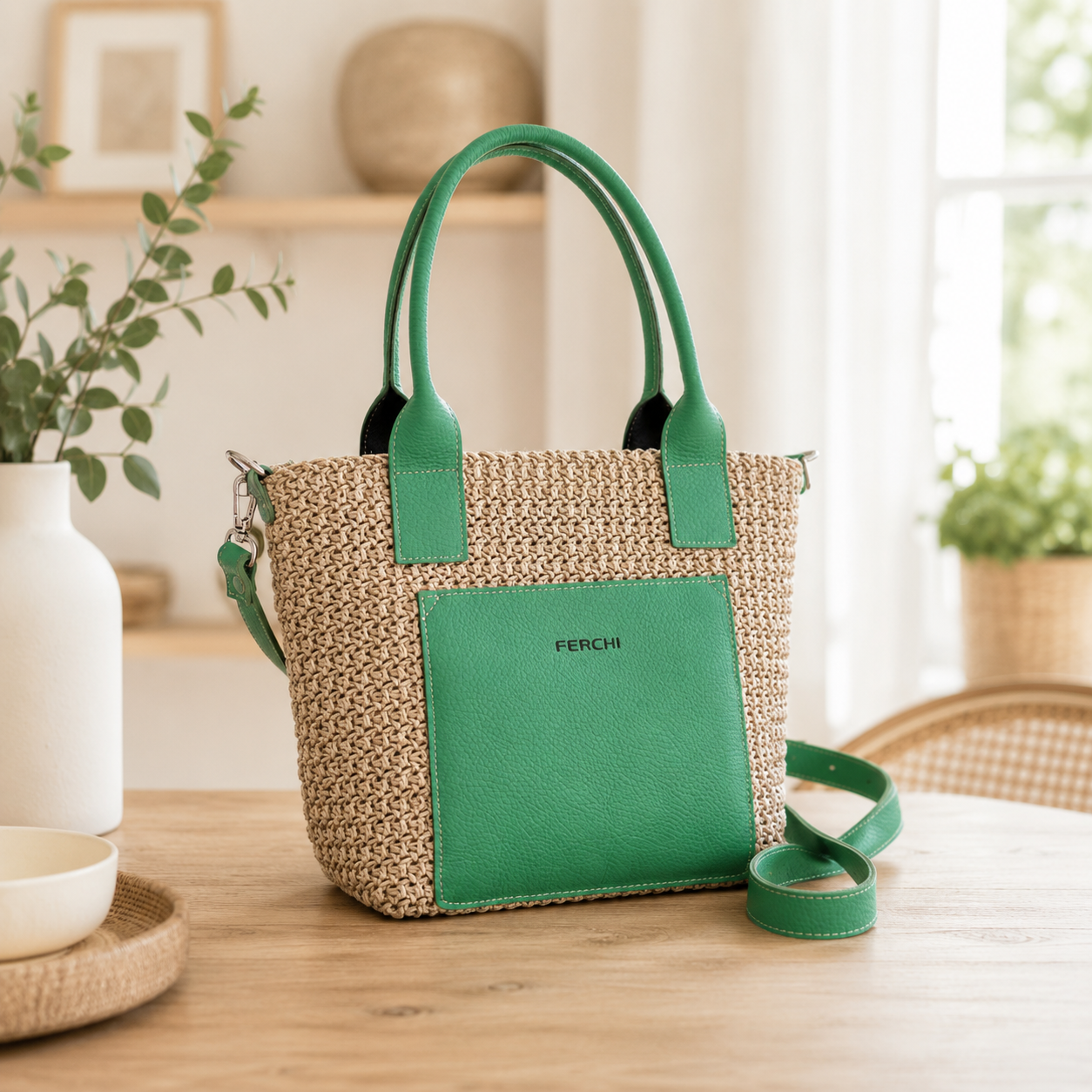 Bolso verde bicolor