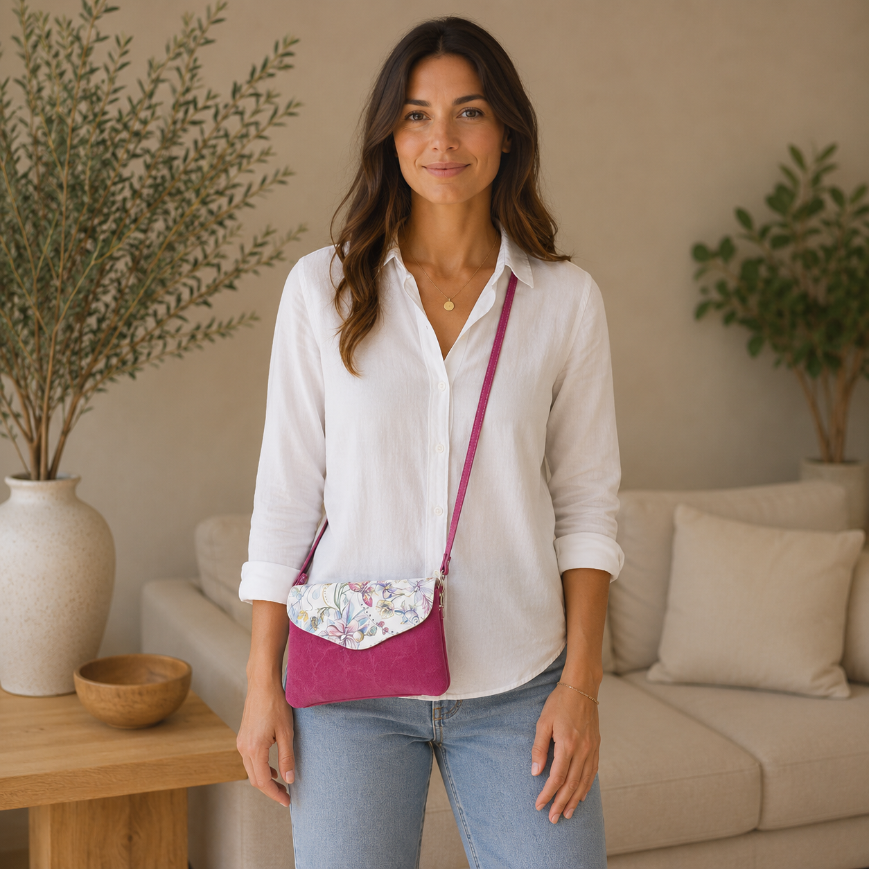 Bolso de hombro de piel